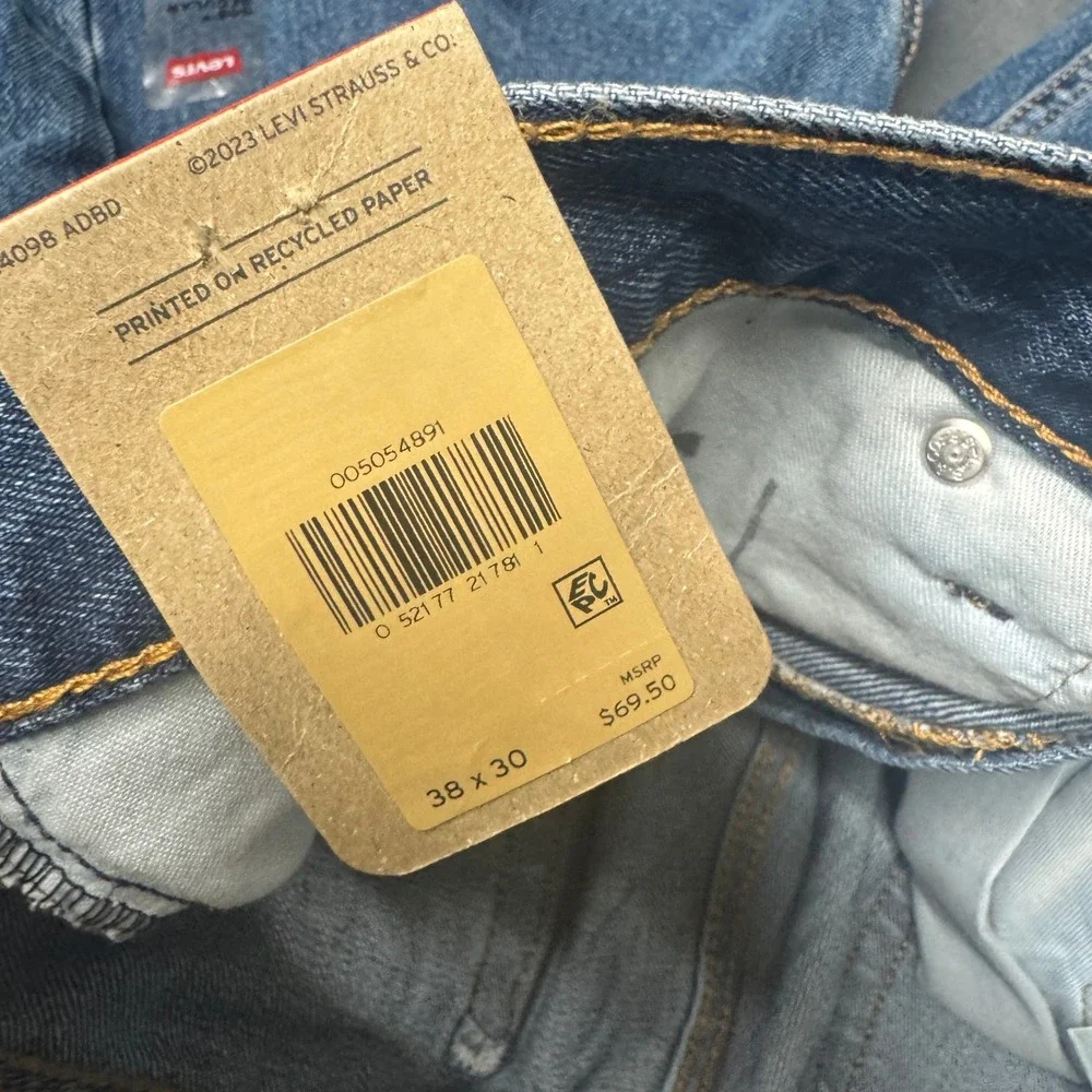 Levi's 505 Jeans Mens 38x30 ACTUAL Regular Fit‎ Blue Denim Classic NEW